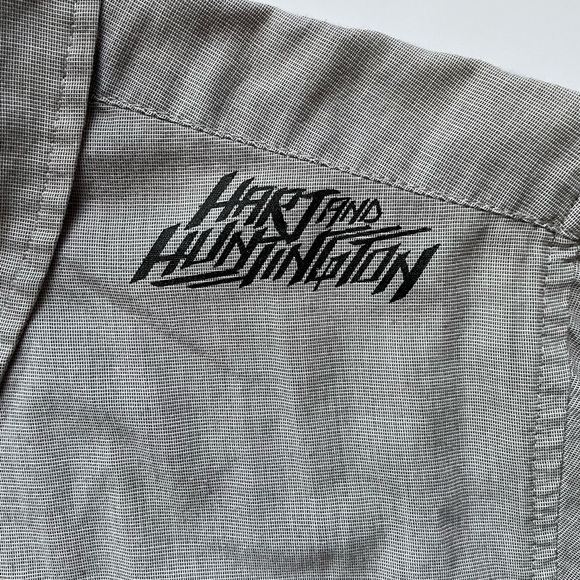 HART & HUNTINGTON Mens Medium M Shirt Gray Short Sleeve Button Up Tattoo Studio - Picture 5 of 9